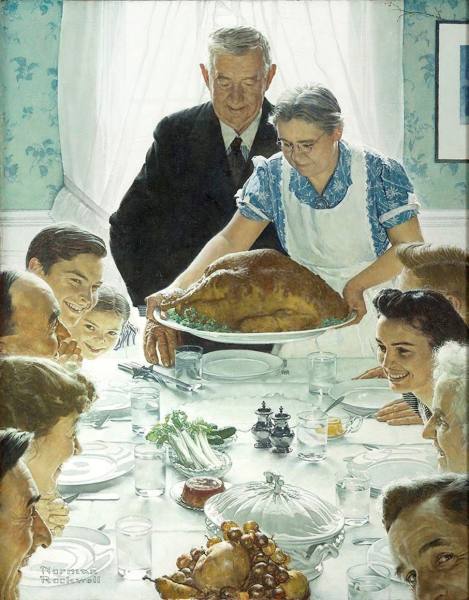 Norman Rockwell, Freedom from Want, 1943, oil on canvas, illustration for The Saturday Evening Post, March 6, 1943, collection of Norman Rockwell Museum. © SEPS: Curtis Licensing, Indianapolis. All rights reserved. www.curtislicensing.com